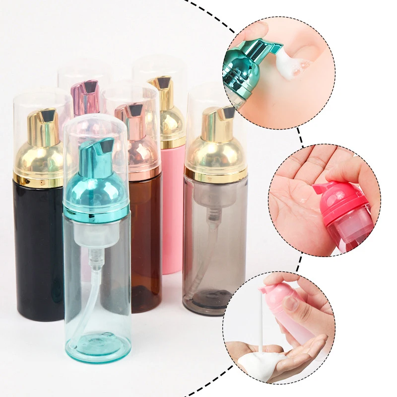 Bouteille à pompe à mousse de 60ml, 1 pièce, bouteilles de shampoing pour cils, bouteille à pompe à mousse de voyage vide en plastique rechargeable, Mini distributeur de savon réutilisable