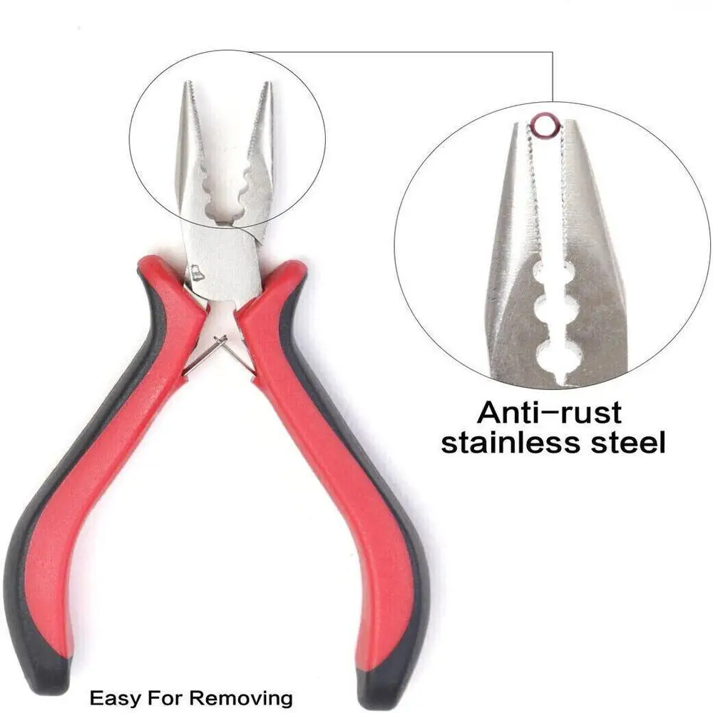 Professional Hair Extension Pliers Steel Tongs 3 Holes Pliers Durable Steel Puller for Nano or Micro Ring