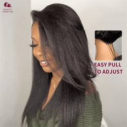 Beautyforever Yaki peluca recta sin pegamento cabello humano listo para usar oreja a oreja 13x4 peluca Frontal de encaje transparente cabello humano virgen