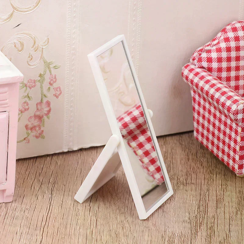 กระจกเต็มตัวจำลองสำหรับบ้านตุ๊กตา 1:12 เฟอร์นิเจอร์จิ๋วสำหรับตกแต่งบ้านตุ๊กตา อุปกรณ์เสริมบ้านตุ๊กตาสำหรับเด็ก