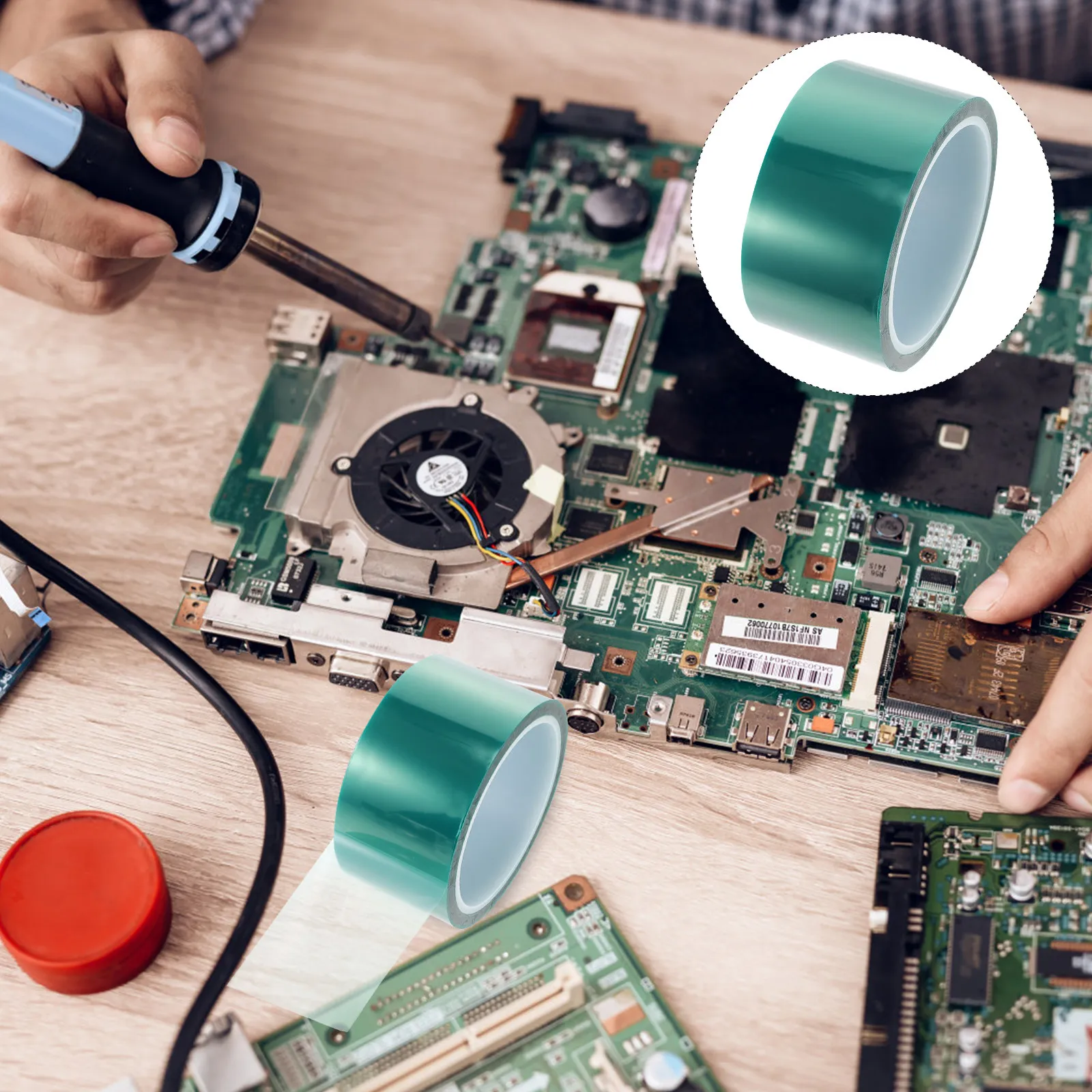 

2 рулона термостойкой полимерной ленты, термостойкая пленка из ПЭТ, силиконовый клей для пайки электроники, печатных плат, эпоксидной смолы