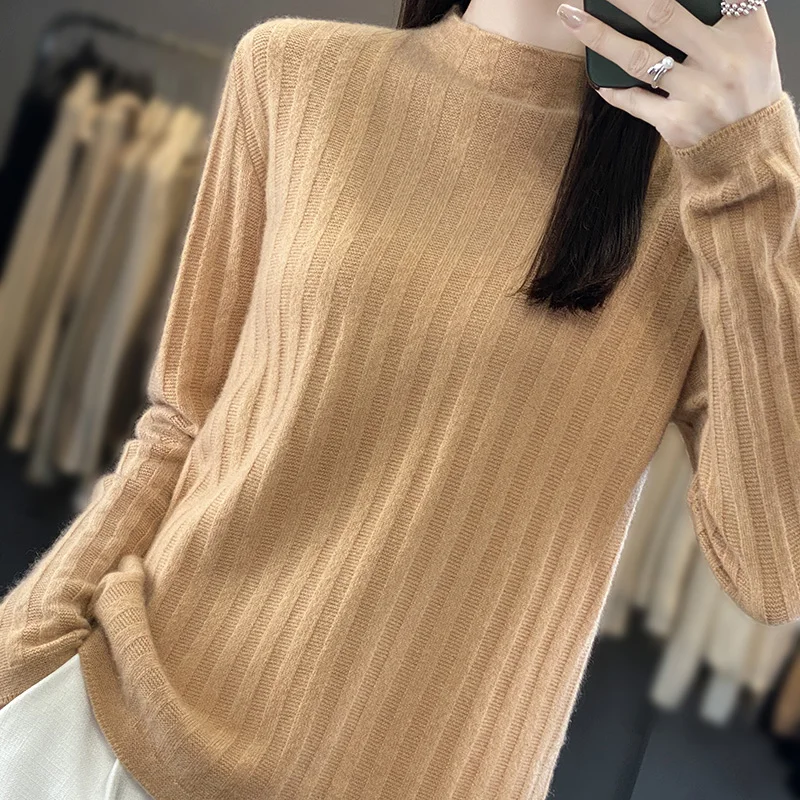 Women's Cashmere Standard Knit Pullovers, 100% Pure Wool Jumpers, New Fashion Tops, Autumn and Winter, 2023,SY01