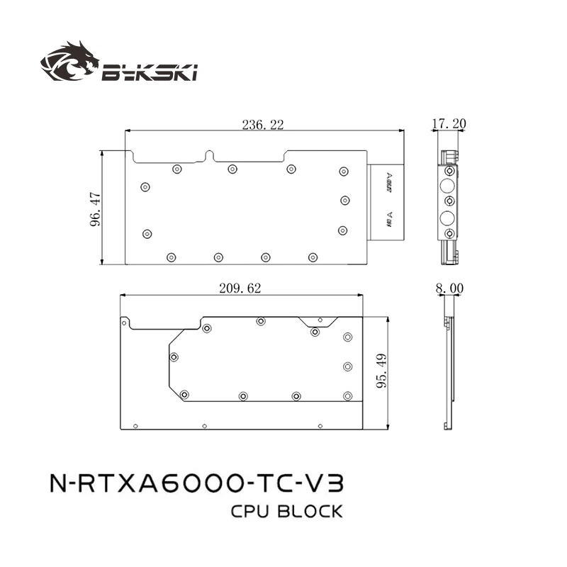 Блок графического процессора Bykski N-RTXA6000-TC-V3 для Leadtek RTXA6000 Tesla A40 48G, объединительная плата с водяным охлаждением, видеокарта/Dense Waterways