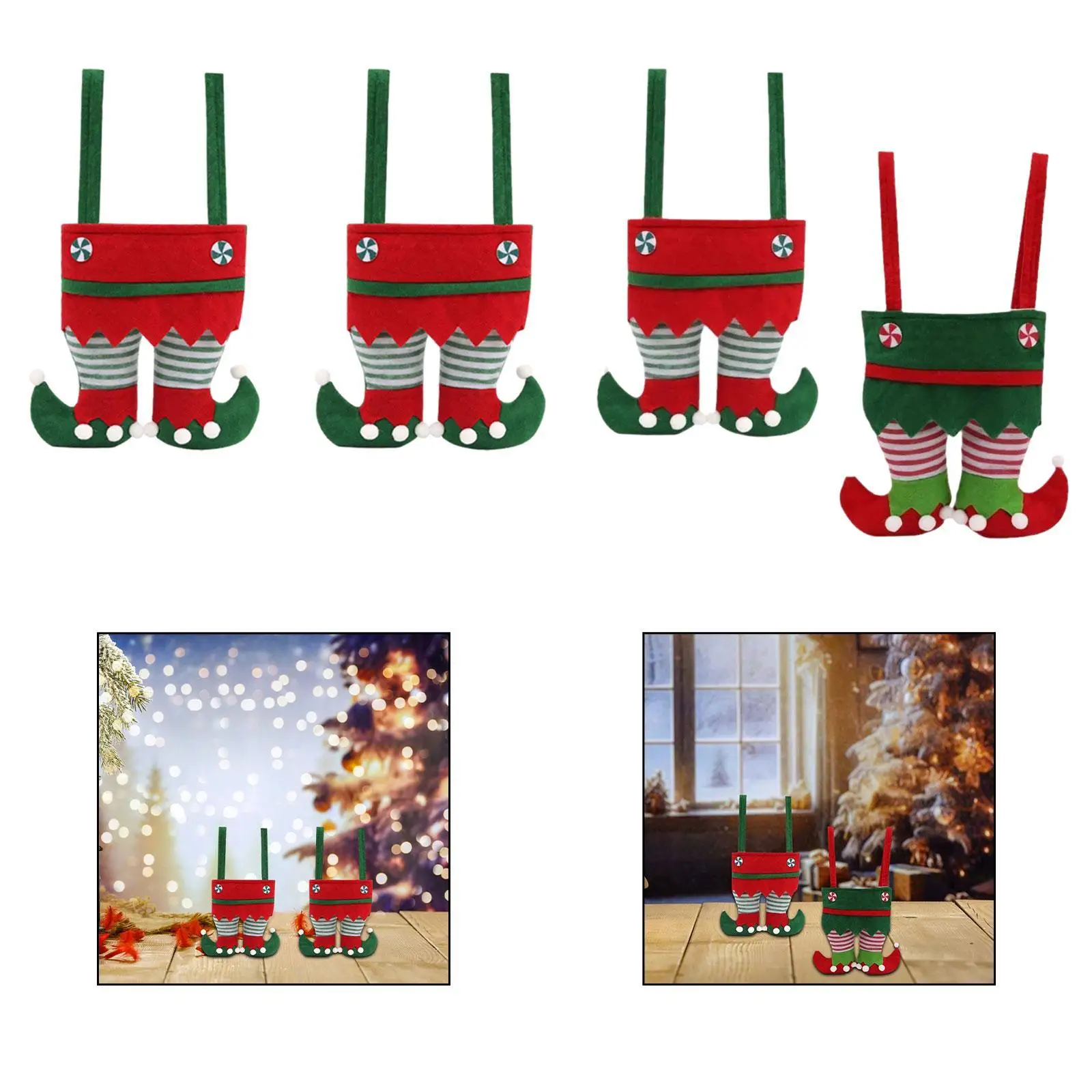 2Pcs Christmas Gift Bag Elf Pants Hanging Decorations Hanging Pendant Home Decor Christmas Goody Bags for Farmhouse Coworkers