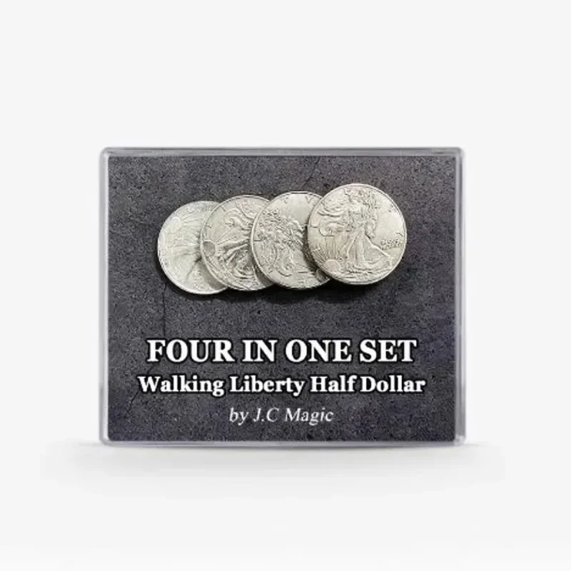 Four in One Walking Liberty Half Dollar Set  Magic Tricks By J.C Magic Coins Close Up Illusions Gimmicks Magia Props Magician