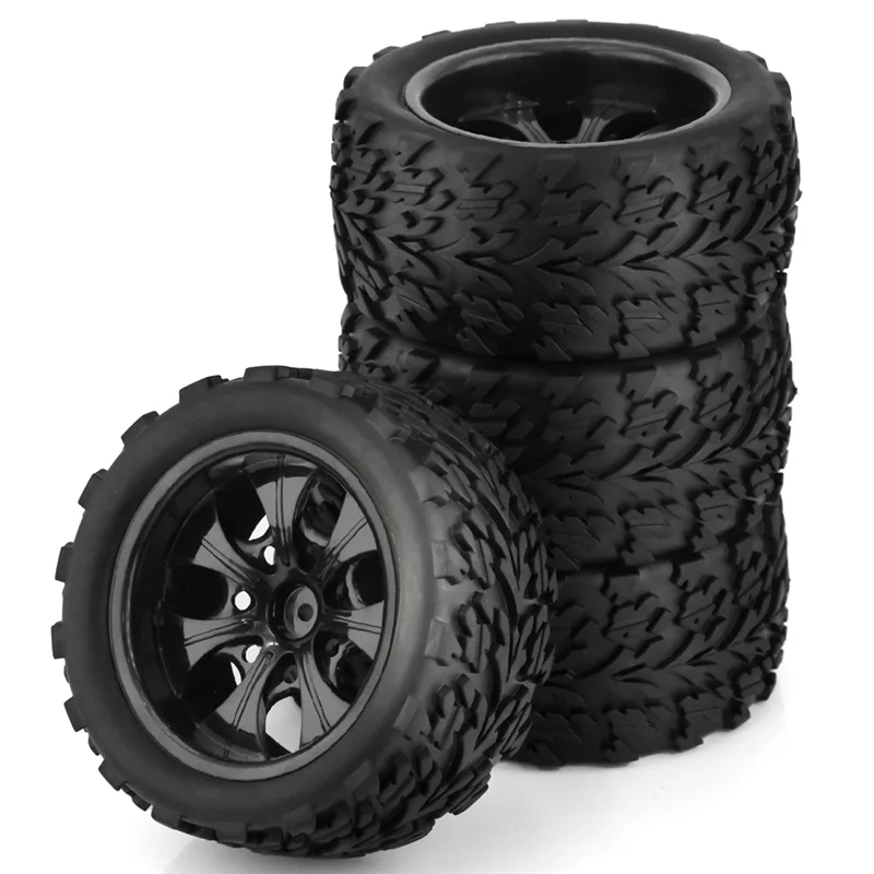 

ABUM-4Pcs 118MM 1/10 RC Monster Truck Багги Шина Колеса Пенопластовые вставки 12 мм Шестигранные для Traxxas Arrma Redcat HSP Tamiya, Черный пар