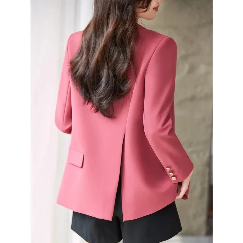 Blazer à simple boutonnage pour femme, manteau à manches longues, veste décontractée pour femme, noir, rose, abricot, mode automne et hiver