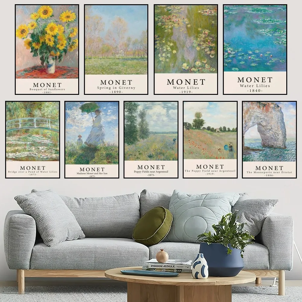 

Impressionism Artist Claude Monet Poster Small Bar Coffee House Decor Aesthetic Art Wall Painting Stickers Indoor