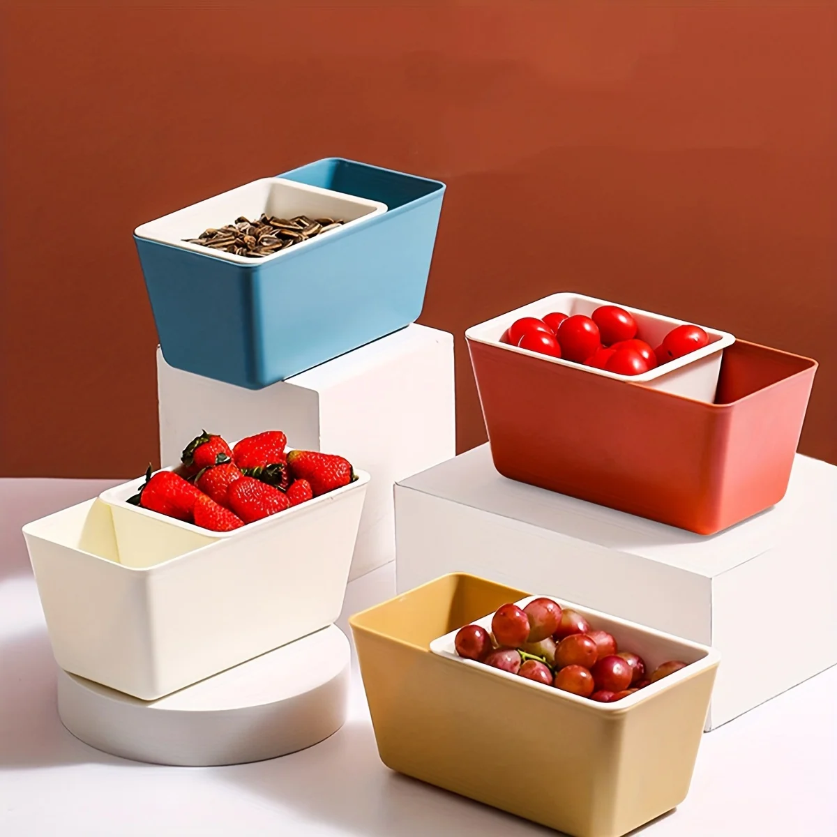 1pc  Use Double Layer Snack Box - Perfect for Nuts, Fruits, and More - Made of Durable Plastic