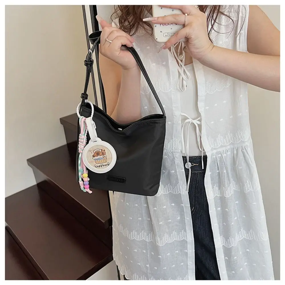 

Fashion Korean Style Nylon Tote Bag Handbag Large Capacity Underarm Bag All-match Pure Color Shoulder Bag Women
