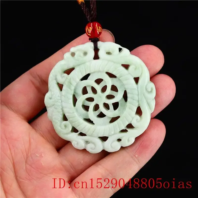 Jade Dragon Phoenix Pendant Necklace Gifts Carved Double-sided Jewelry Fashion Natural Women Men Chinese for Amulet Green Charm