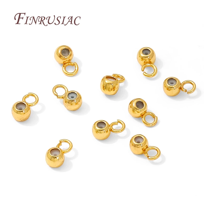 18K Gold Plated Silicone Round Beads with Ring,Silicone Stopper Bead,Positioning End Beads Accessories,Jewelry Making Supplies