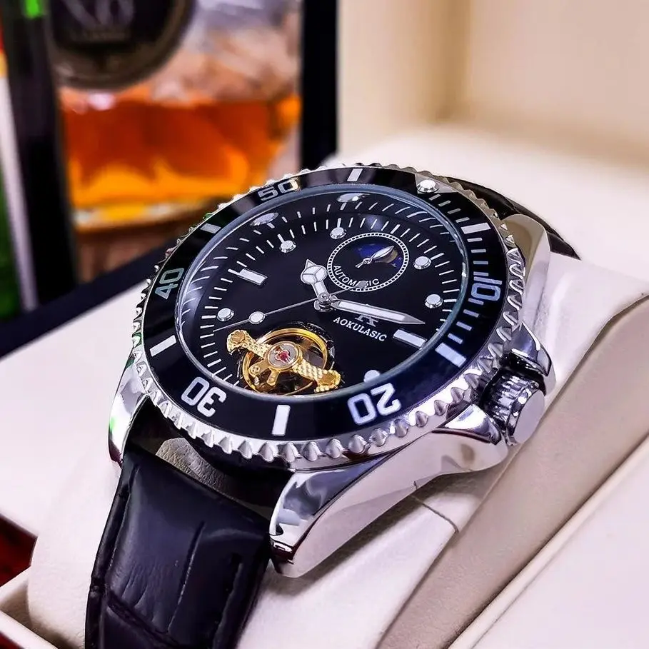 Series of Men's Watches, Fully Automatic Mechanical Watches, Hollow Design, Waterproof, High-End, Light Luxury, Fashionable, Business Casual, Simple, Stylish, Social, Trendy Men's Watches
