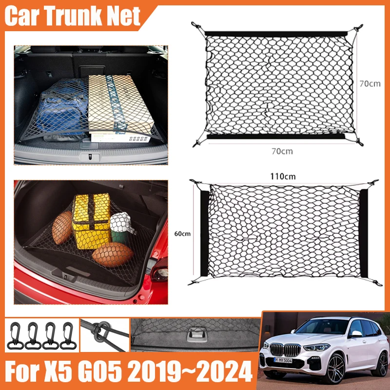 Car Trunk Network Mesh for BMW X5 G05 2019~2022 2023 2024 Luggage Hook Elastic Storage Cargo Net Protection Organize Accessories