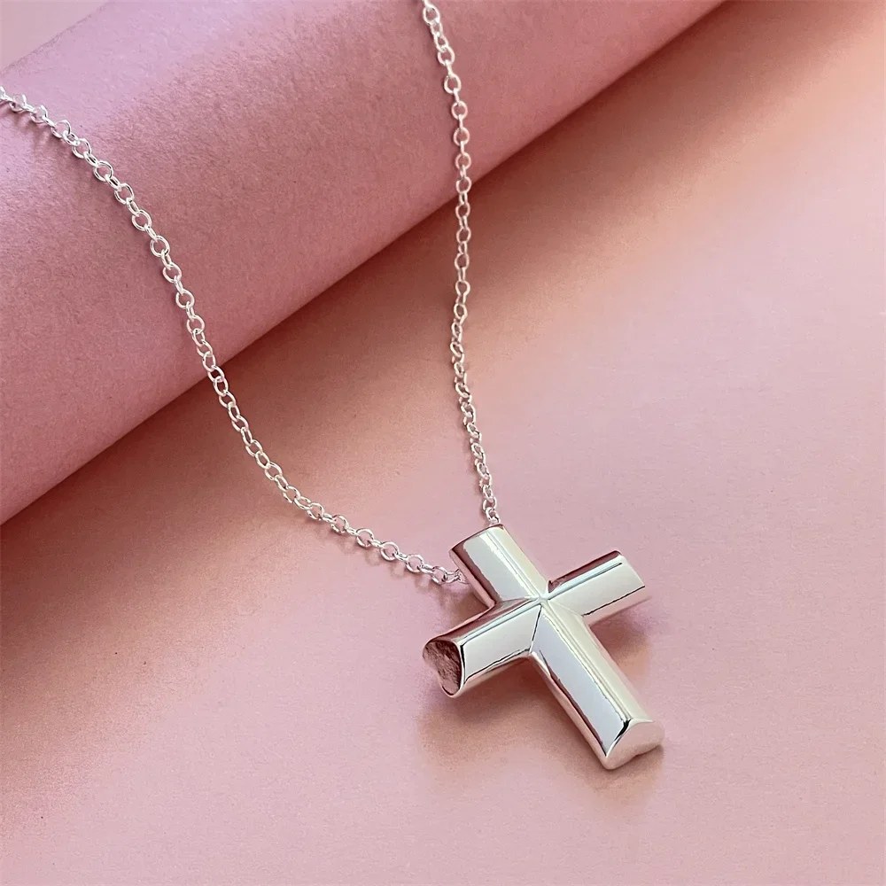 

925 Silver Snake Chain Cross Pendant, Suitable For Men And Women To Wear Daily