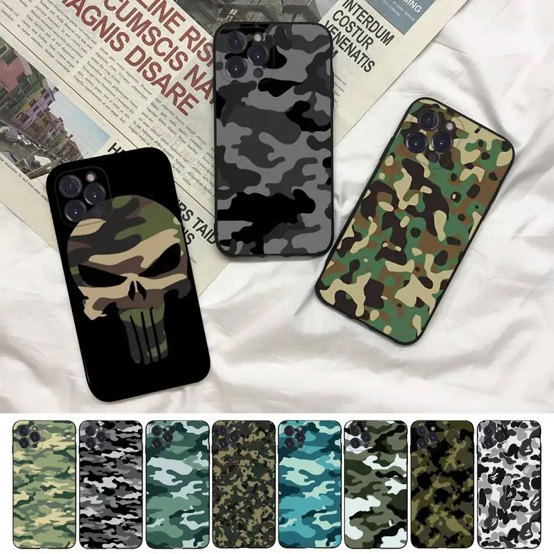 Camouflage Phone Case For iPhone 8 7 6 6S Plus X SE 2020 XR XS 14 11 12 13 Mini Pro Max Mobile Case