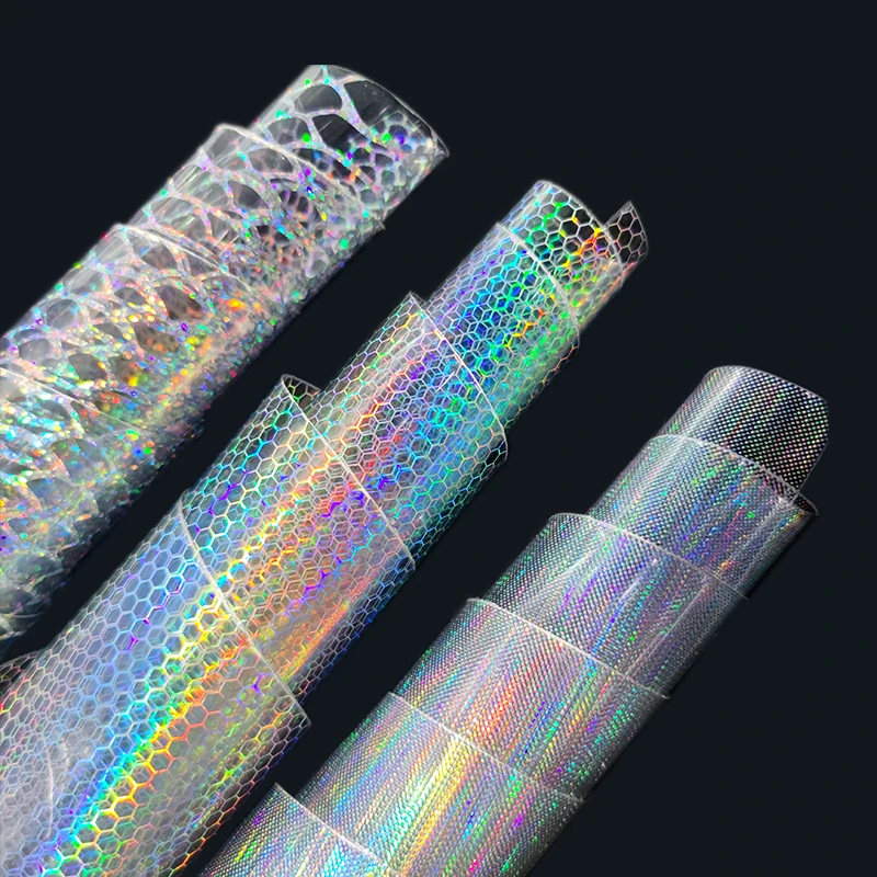 46x135cm Transparent Printed PVC Holographic Faux Leather Sheets for Home Decoration Accessories Umbrellas Earrings DIY Crafts