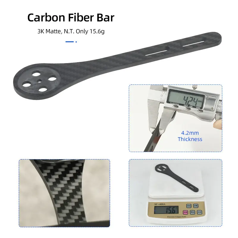 Carbon Fiber Bicycle Computer Mount Extended Bar for Aero Handlebar Fits Garmin/Bryton Gopro interface Adapter Lamp Stand