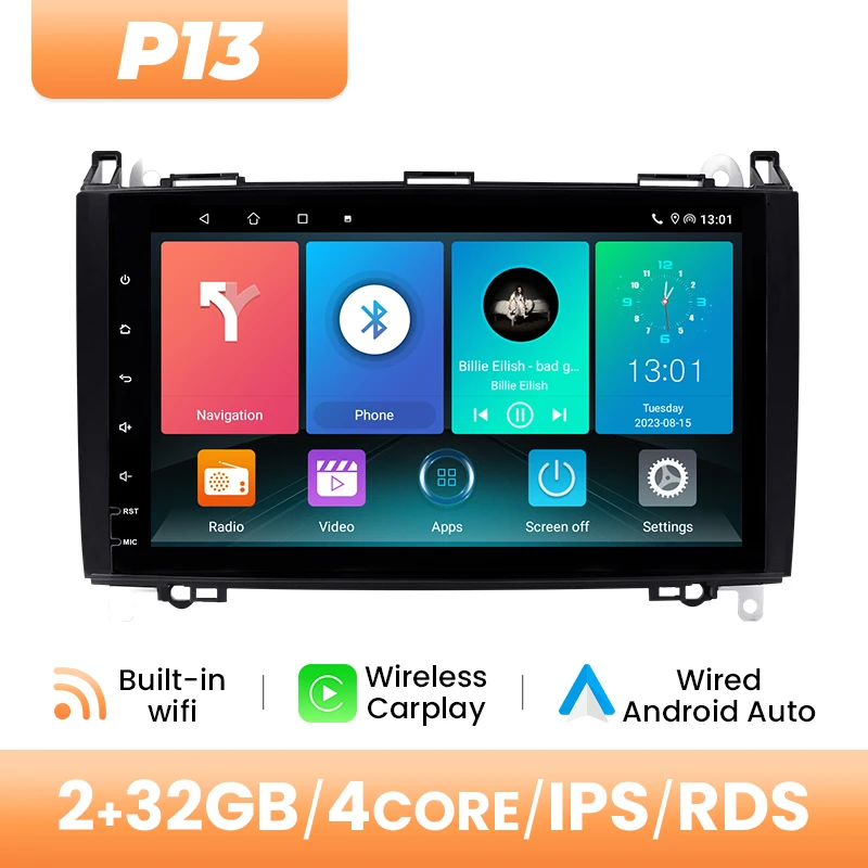 Android 14 Autoradio Multimedia Voor Mercedes Sprinter W906 Benz B200 EEN B Klasse W245 W169 Viano Vito W639 8GB 128GB GPS 4G Wifi