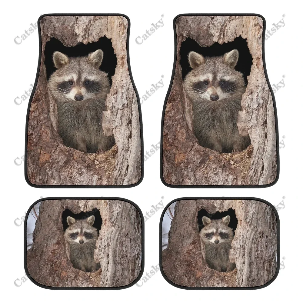 

Racoon animal Car Floor Mats Interior Accessories Rubber Printing Pattern 4-Piece Set Custom Floor Mats
