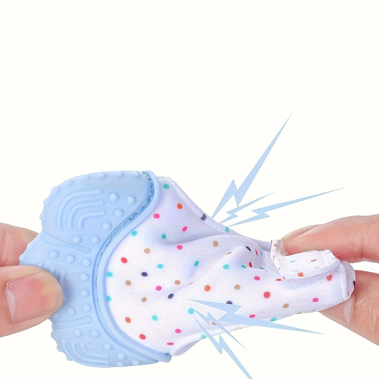 Double mitaines de dentition en silicone pour nouveau-né, jouets de qualité alimentaire, jouets sonores pour bébé, gel de dentition anti-manger, 2 pièces