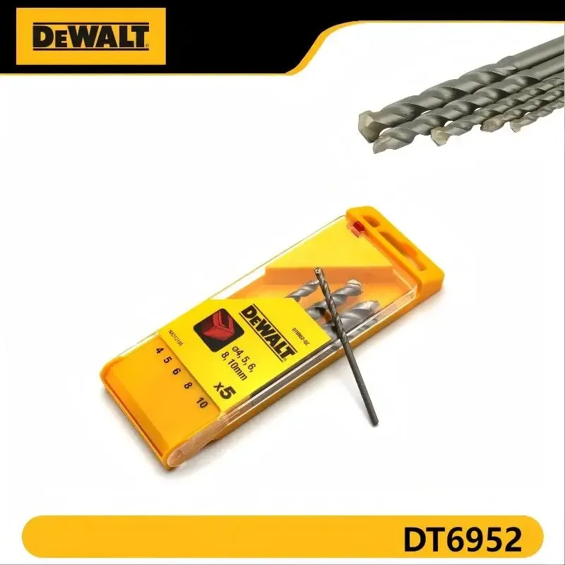 

DEWALT 5-Piece Masonry Twist Drill Bit Set - 4mm 5mm 6mm 8mm 10mm Multifunctional Wear-Resistant Power Tool Accessories DT6952