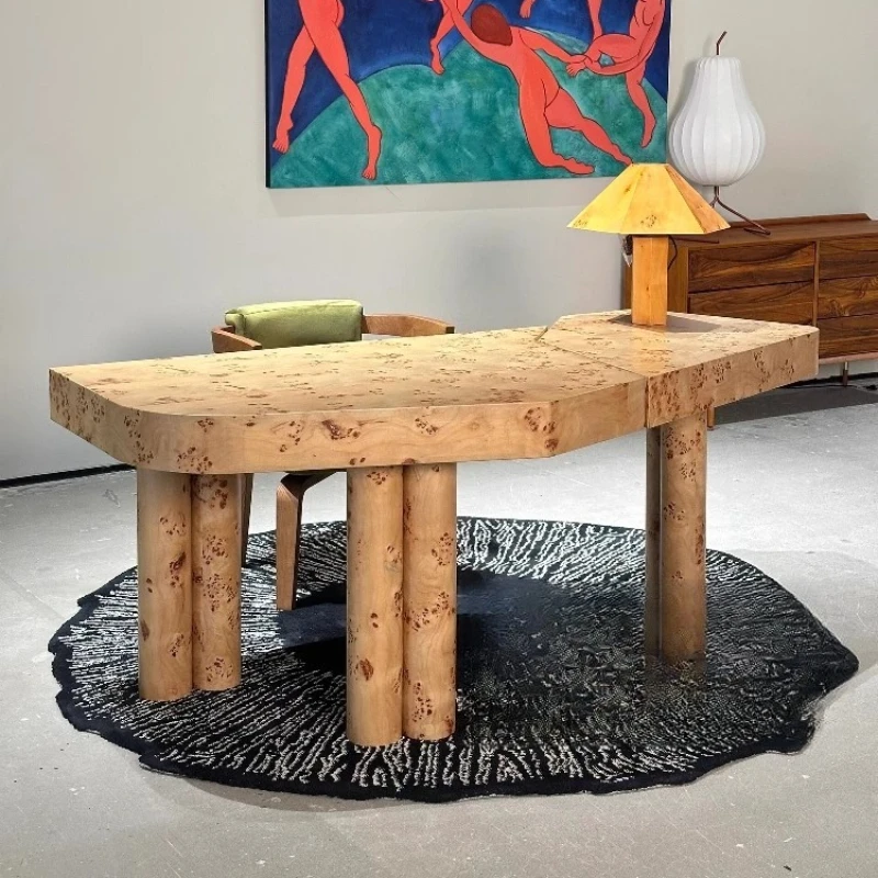 

wind special-shaped desk French retro solid wood tree tumor pattern computer model room table