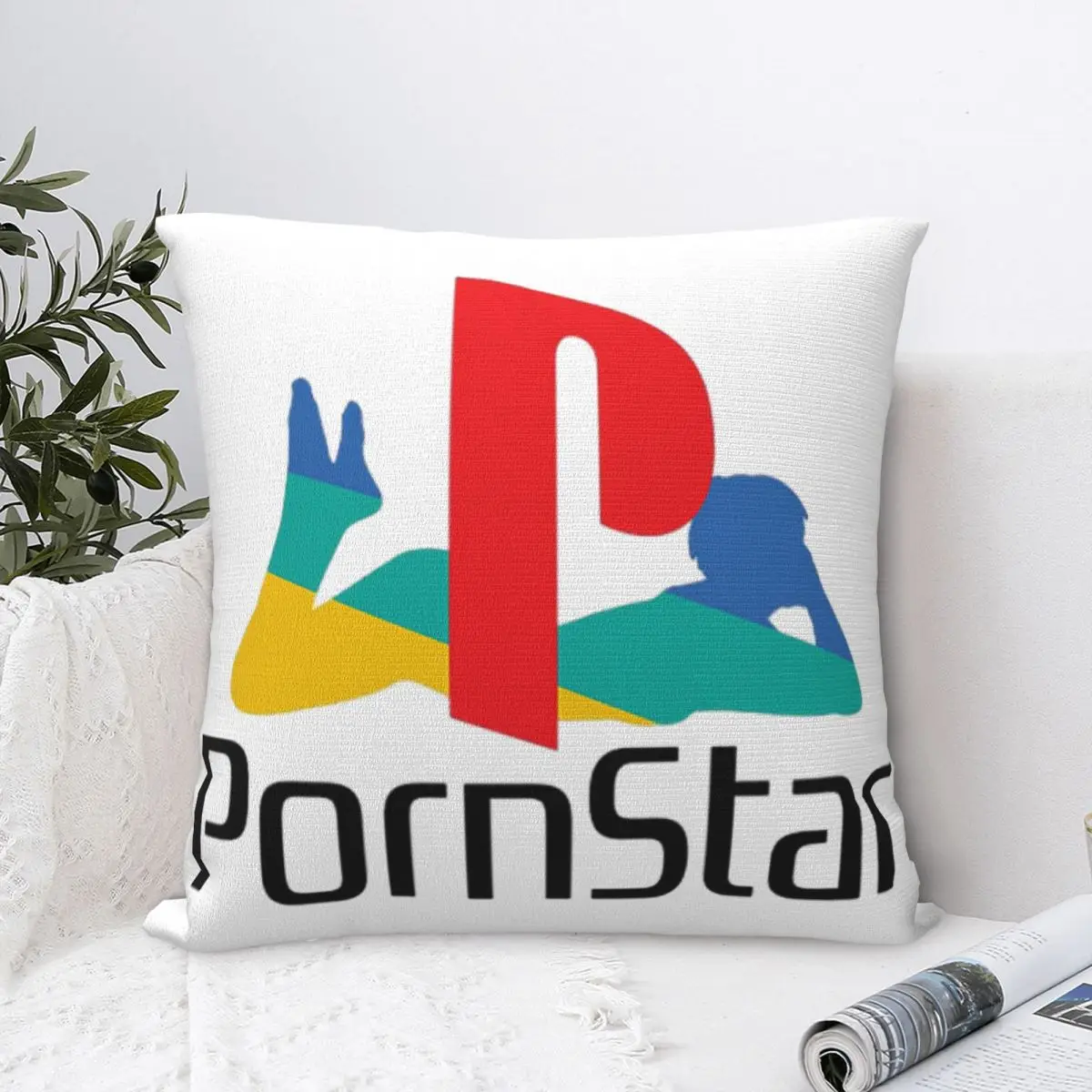 غطاء وسادة مربع أبيض من Ps Pron Star غطاء وسادة من البوليستر بسحاب ديكور مريح لغرفة النوم المنزلية