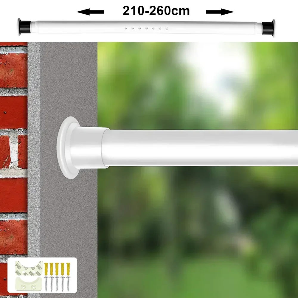 Gordijnroeden Verstelbare Gordijnroeden Douchegordijnroeden Geen Boren Antislip Telescopische Stang 70-360cm Optioneel
