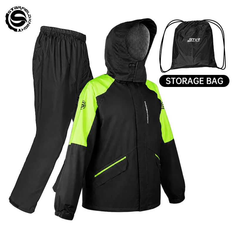 

SFK Motorcycle Rider Raincoat Split Type 2pcs/Set Breathable Deep Rainproof Upgraded Version For Riding Gears Rainy Clothes Suit