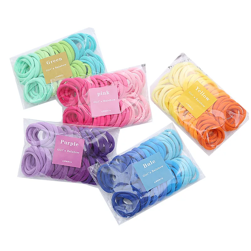 50Pcs Children and Adults Gradient Seamless Elastic Rubber Band Ponytail Fixationnon Slip Female Hair Rope Without Damaging Hair