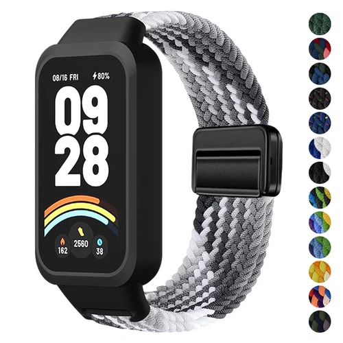 Funda + correa trenzada para Xiaomi Smart Mi band 9 8, accesorios activos, pulsera deportiva magnética Nyon, correa + funda para Redmi band 3 2