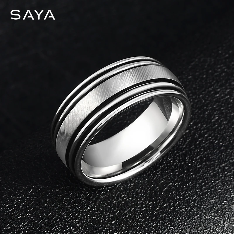 

New Rings For Men 8mm Silvery Fashion Brushed Design Male Wedding Engagement Jewelry,Engraving,Free Shipping