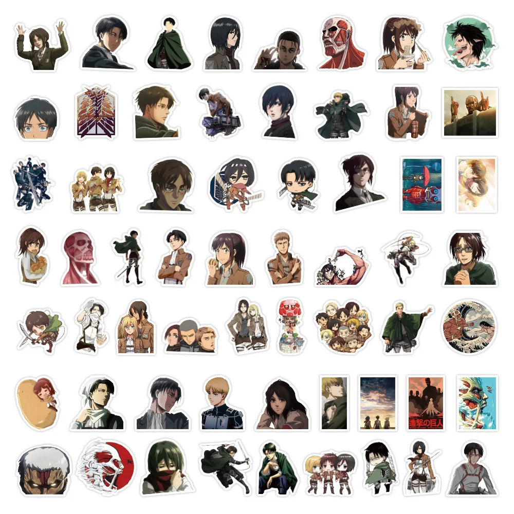 10/30/50pcs Attack on Titan Cartoon Stickers Anime Cool Waterproof Decal Graffiti Stationery Laptop Notebook Car Kid DIY Sticker