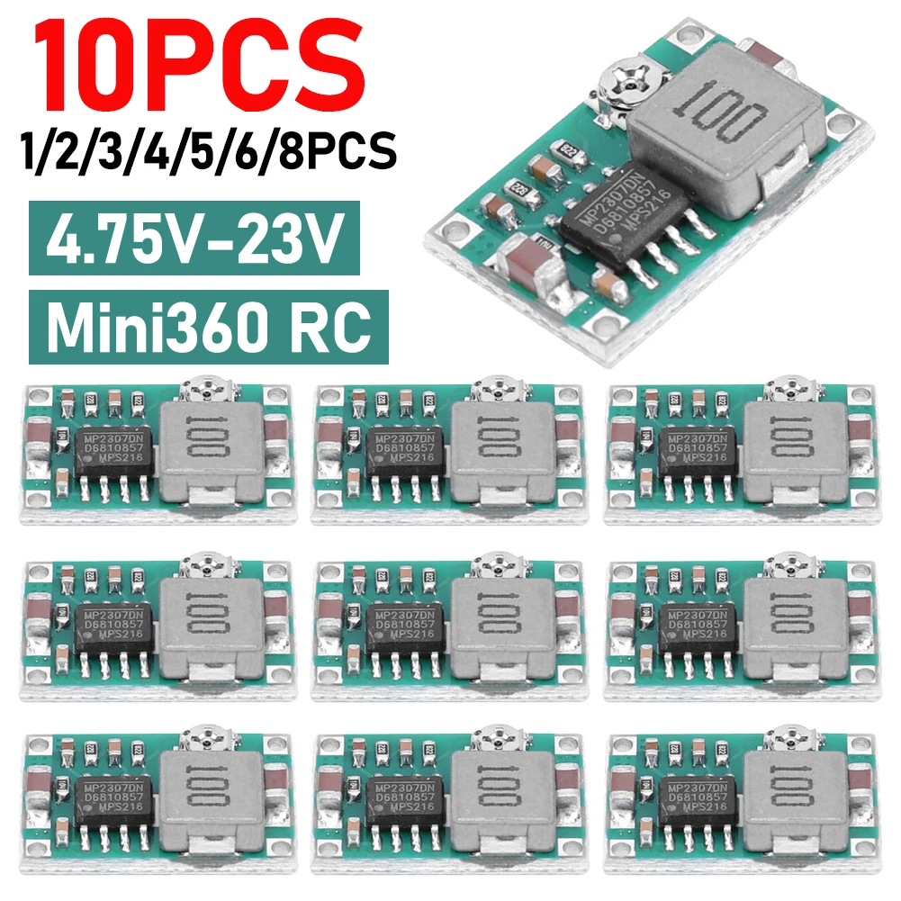 1-10pcs Mini360 RC Airplane Module Mini 360 DC Buck Converter 2A Step Down Module 4.75V-23V to 1V-17V 17x11x4mm LM2596