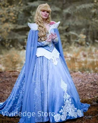 Customized Victorian Lilac Purple White Prom Dresses Long Sleeve Fairytale Halloween Cosplay Evening Gowns matric dresses