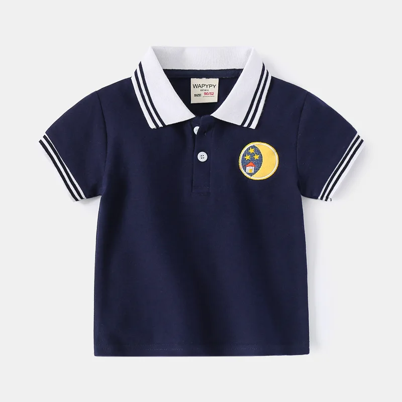 Children's Summer Clothing Wholesale Boys Short SleeveTT-shirt Baby Summer Clothing ChildrenpoloShirt Lapel Embroider Jacket Tid