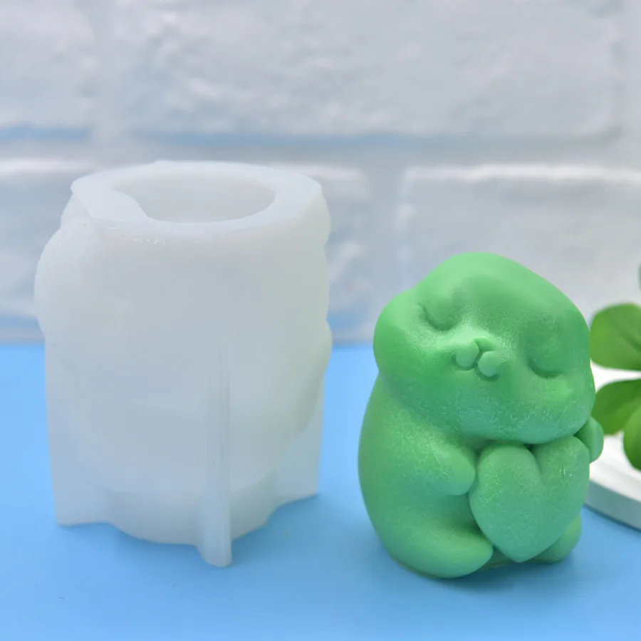 

DIY ароматерапевтические свечи, гипсовые украшения, формы для кроликов, мыло ручной работы, принадлежности для изготовления свечей, 3D силиконовая форма с сердечком и кроликом