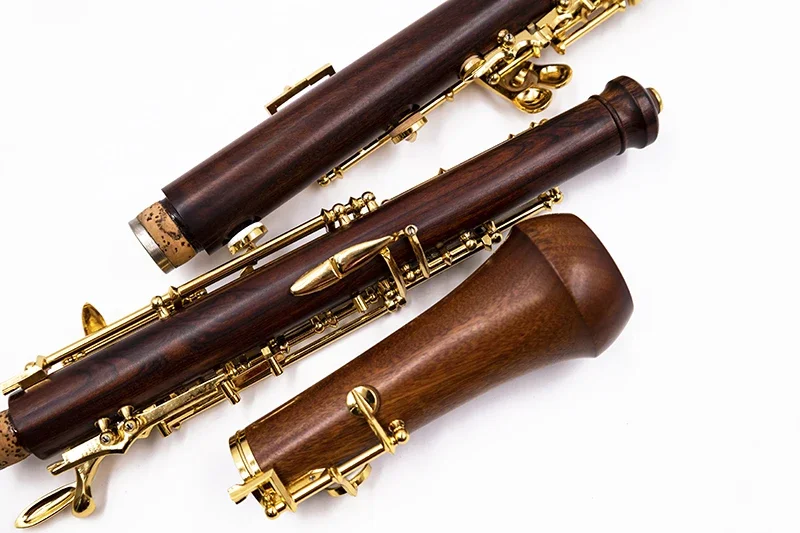 Full-automatic outfit oboe C key Professional Bass Clarinet ebony wood rosewood,Silver gold plated keys and parts