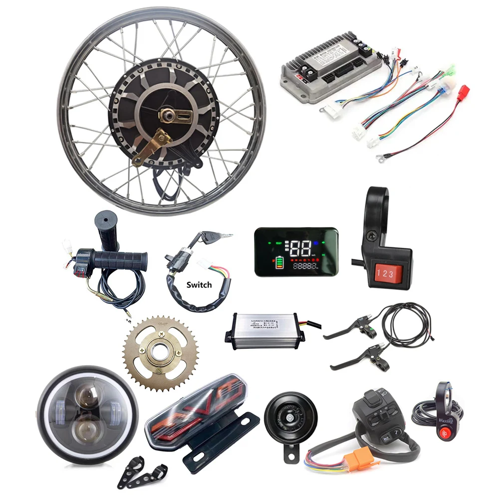 * for 48V 60V 1500W 17 Inch Brushless Geraless Electric Tricycle Spoke Hub Motor Hybrid Motorcycle Conversion Kit⌁