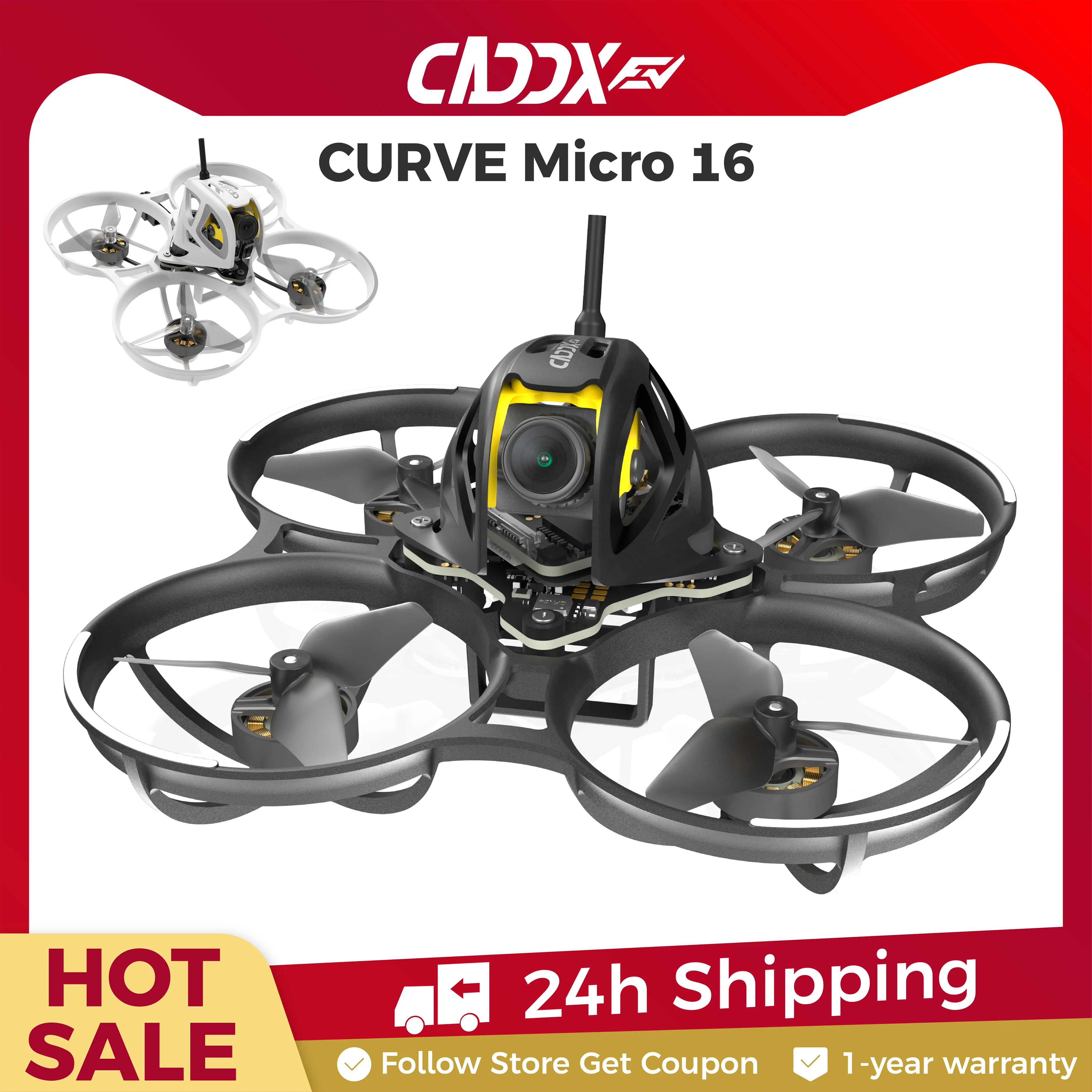 CADDXFPV CURVE Micro 16 Tiny Whoop FPV Drone HD Digital Video ELRS Brushless Indoor Flying Racing Freestyle Micro RC Quadcopters