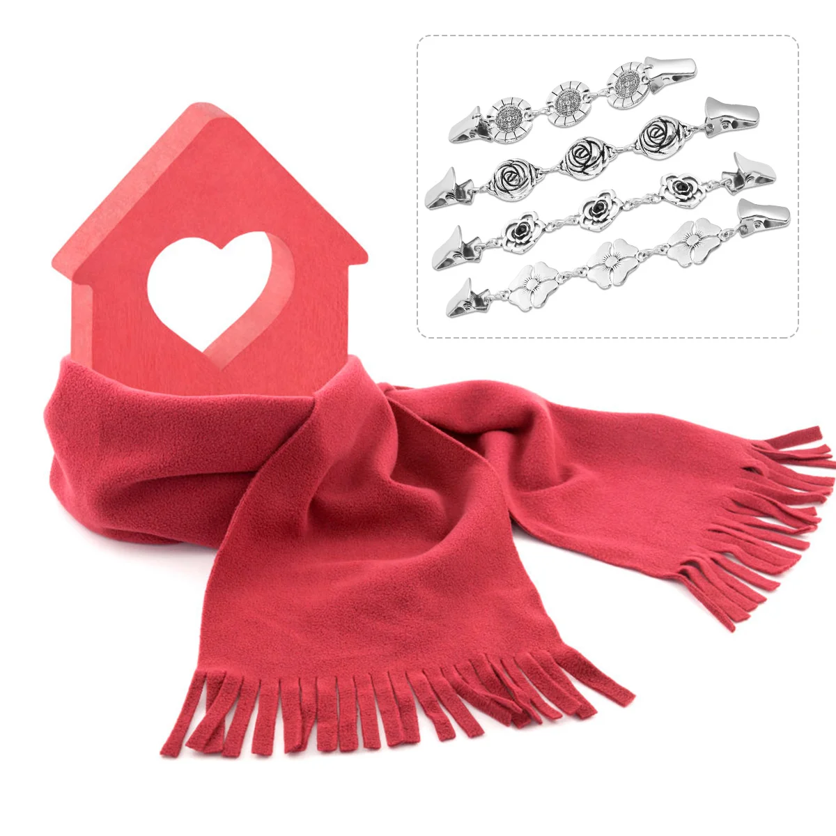 

4Pcs Trendy Alloy Sweater Cardigan Clips Durable Clothes Pin Stylish Winter Accessory Sweater Clips Shawl Pins