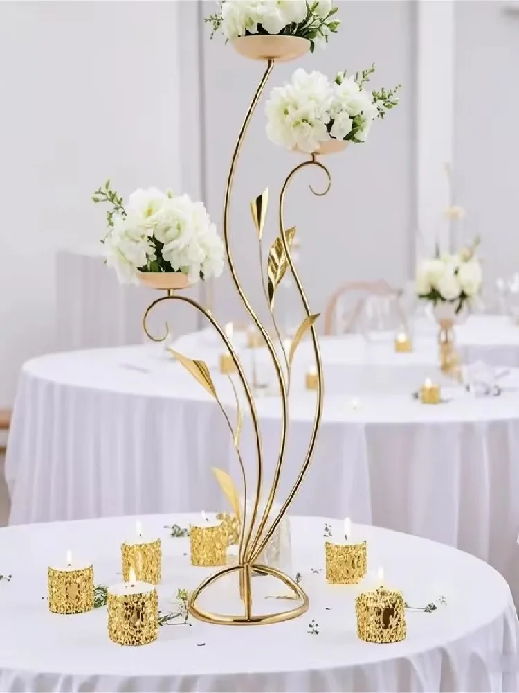 Goldener Blumenständer für Hochzeits- und Geburtstagsfeier-Dekoration, Festliche Hintergrunddekoration, Heimdekoration, Verlobungs- und Einweihungsgeschenk – Detail 6