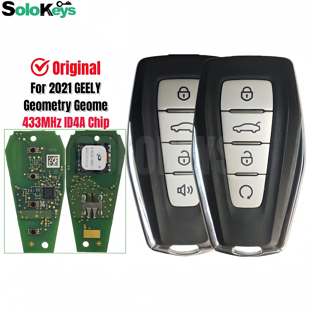 

Оригинальный умный ключ дистанционного управления SOLOKEYS для GEELY Geome Geometry 2021, 433 МГц, чип ID4A, 4 кнопки