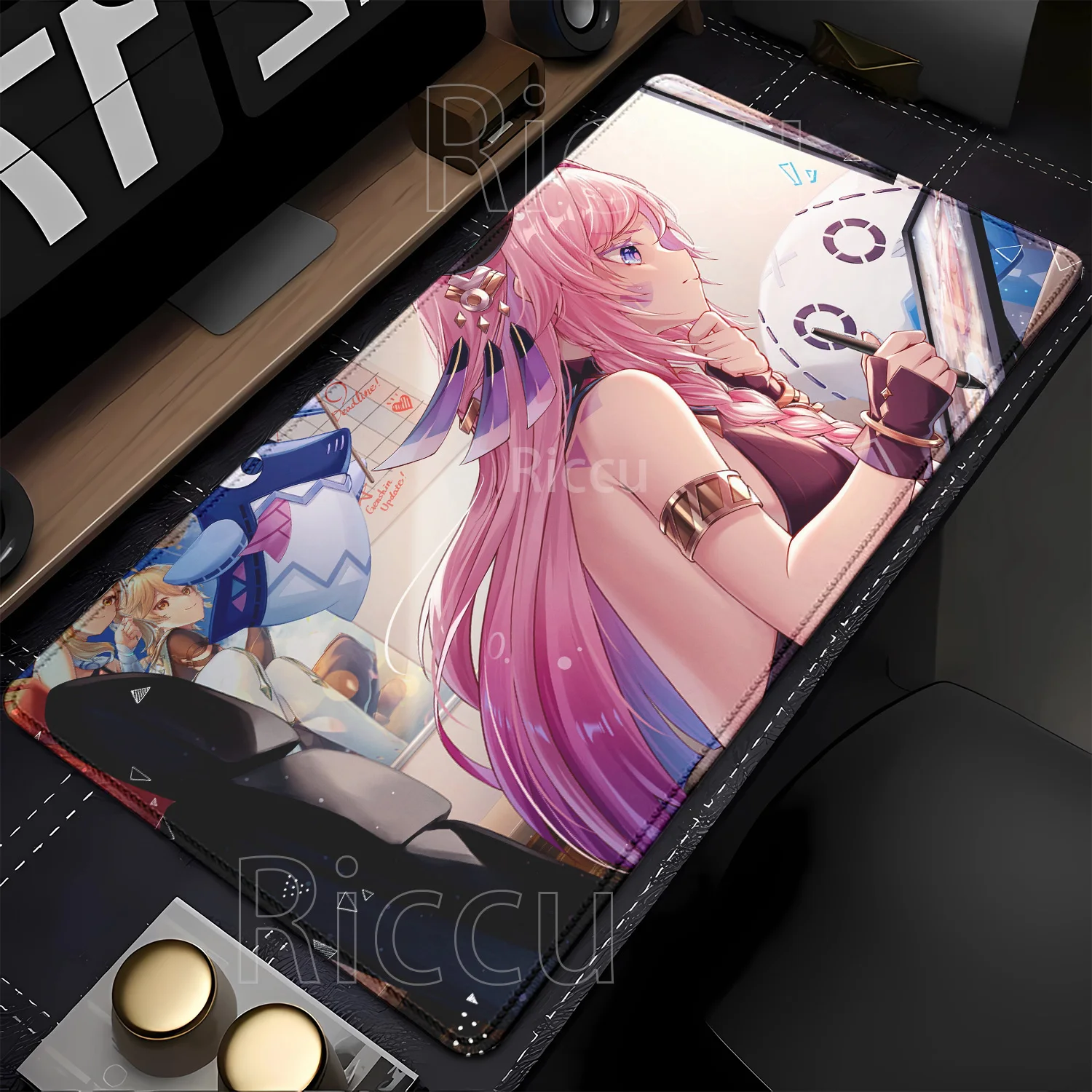 Large Citlali Genshin Impact Gaming Mouse Pad Non-slip Base Computer Keyboard Overlock Mousepad Office HD Printing XXL Desk Mat