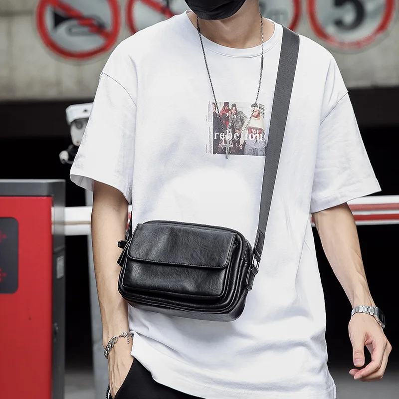 PU leather small square bag, simple and elegant for young people, multi-pocket, large-capacity portable crossbody backpack