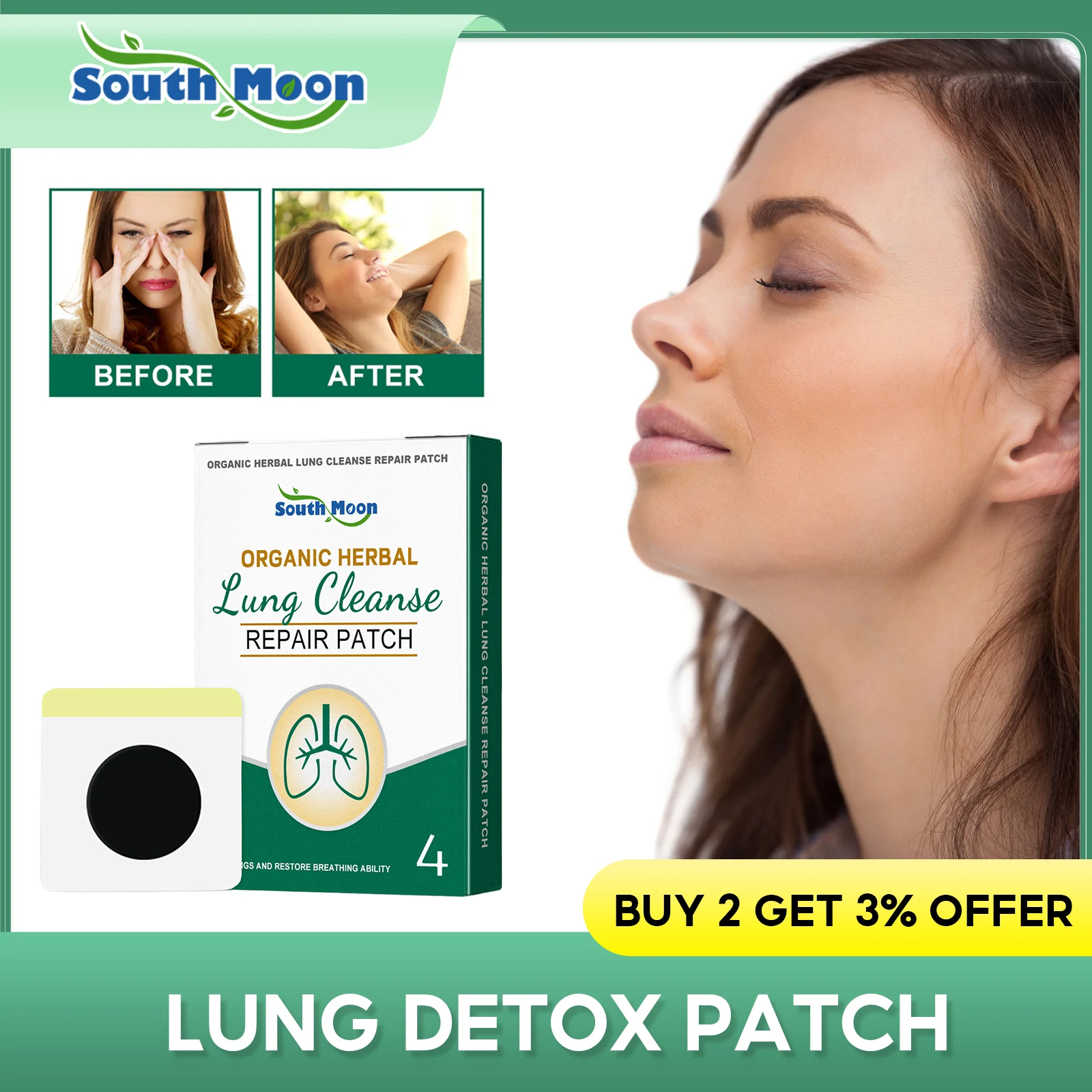 

Lung Detox Patch Improve Sleep Quality Nasal Congestion Relief Discomfort Physical Fatigue Anti Snoring Herbal Cleanser Plaster