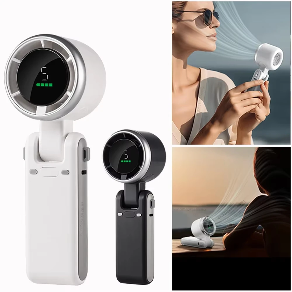 

Портативный мини-вентилятор - 5-скоростной, турбо, с USB-зарядкой, складной, безлопастной, карманный, с мощным аккумулятором, для улицы/путешествий