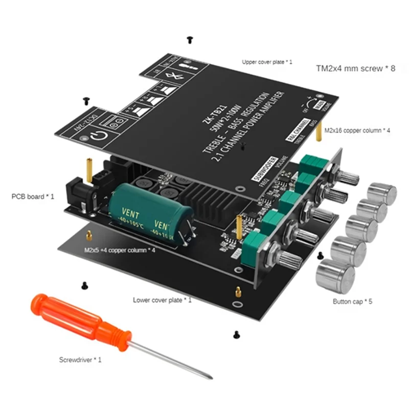 Superior-ZK-TB21 بلوتوث 5.0 مضخم الصوت مضخم رقمي مجلس TPA3116D2 50Wx2 + 100W 2.1 قناة قوة الصوت ستيريو باس أمبير التيار المتناوب #5