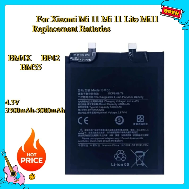 

Новый аккумулятор для мобильного телефона BM4X BP42 BM55 для Xiaomi Mi 11 Mi 11 Lite Mi11, сменные аккумуляторы
